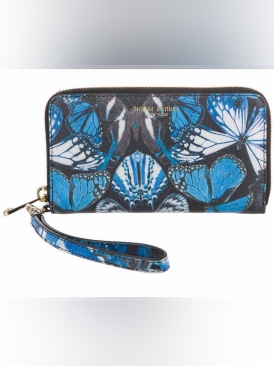 henri bendel Handbags - Henri Bendel "Flutterfly" Zip-Around Saffiano Leather Wallet/ Wristlet NWOT
